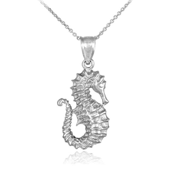 Peora Genuine Baltic Amber Seahorse Pendant Necklace - 925 Sterling Silver Chain, Cognac Color, 18 Inches - View #6